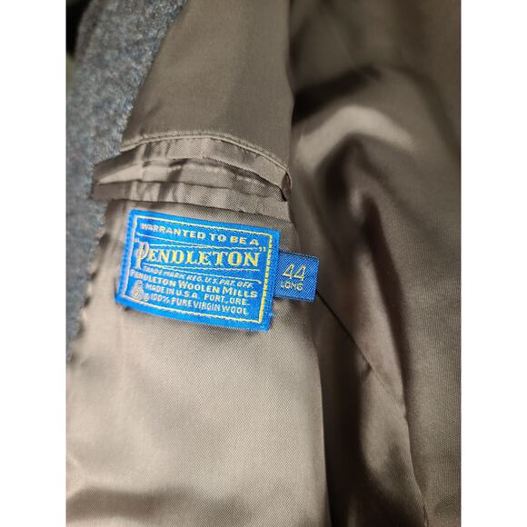 Pendleton Brown Taupe Tweed Vintage Lined Elbow Patch Blazer Jacket Coat 44 L - Picture 4 of 4